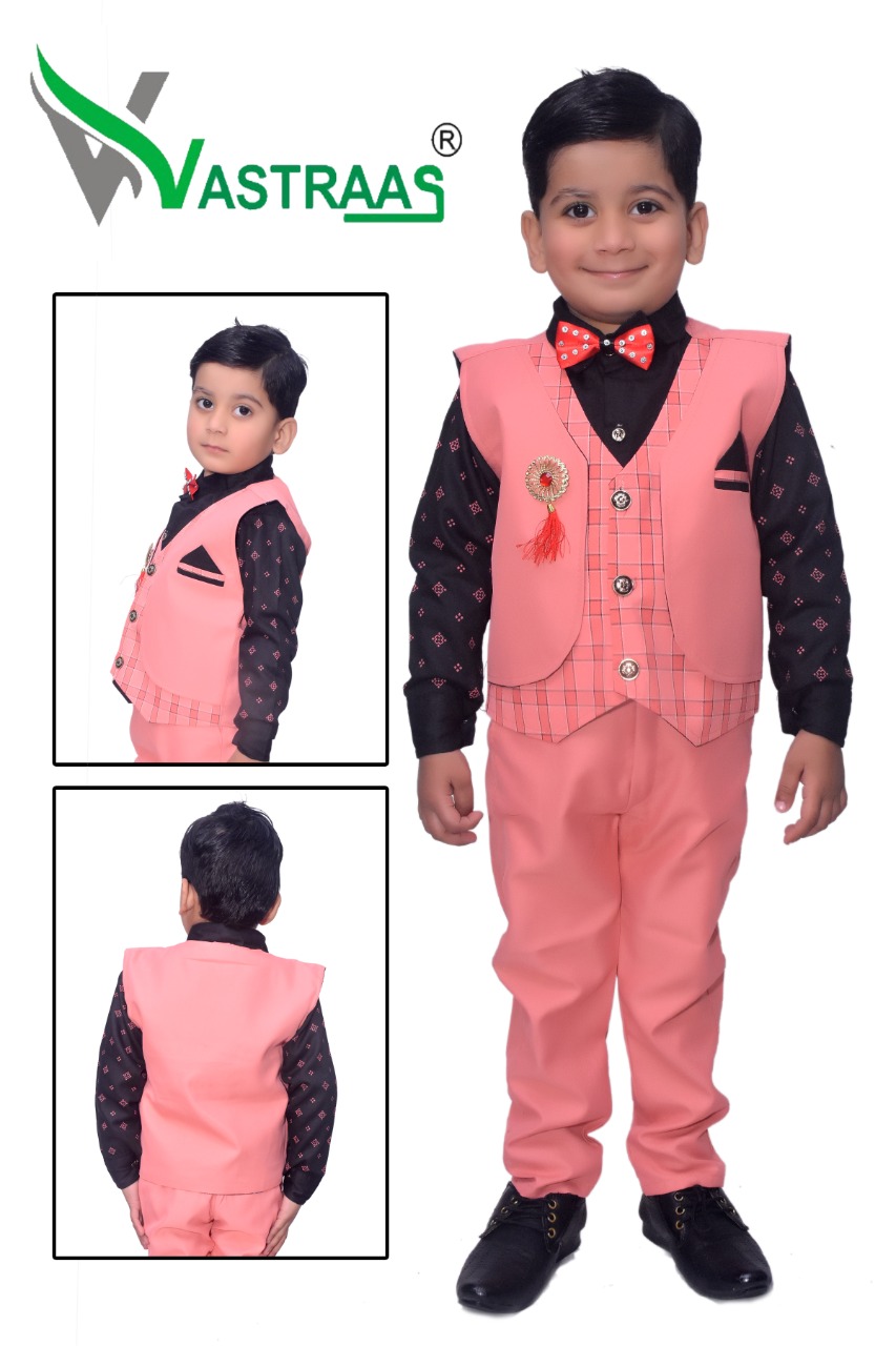 Vastraas kids Ethnic Wear 5 Piece Suit Dress for 1 to 8 Years Boys Clothing  Shirt Pant and Blended Waistcoat Set – Vastraas