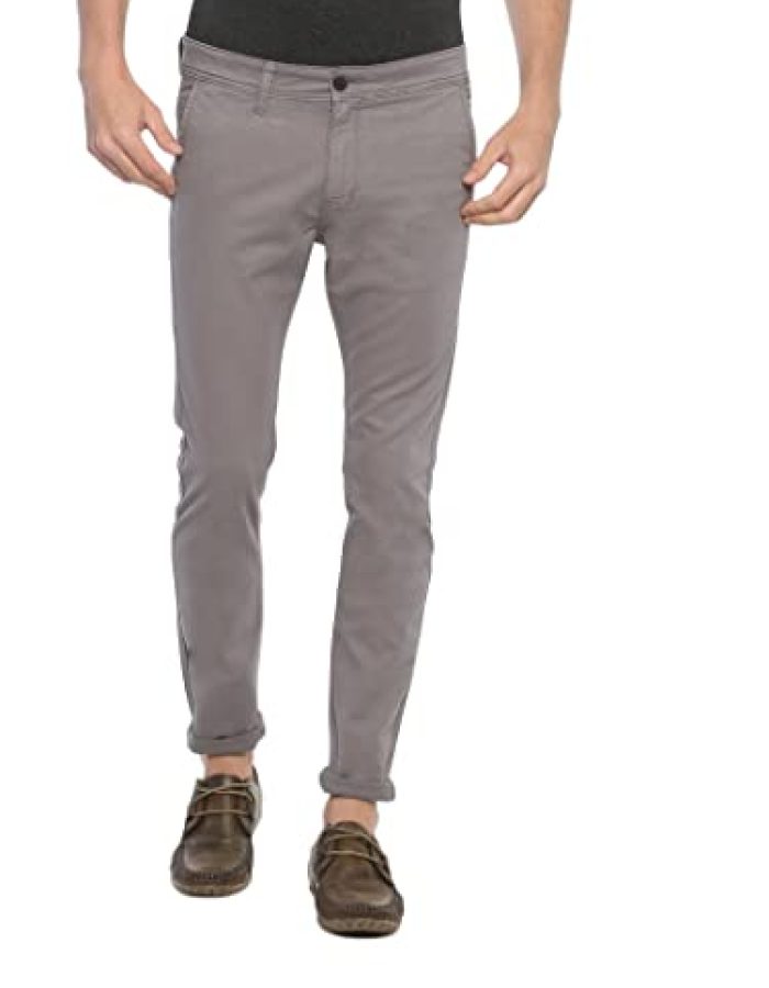 Vastraas Grey Slim Fit Men Cotton Lycra Blend Trousers