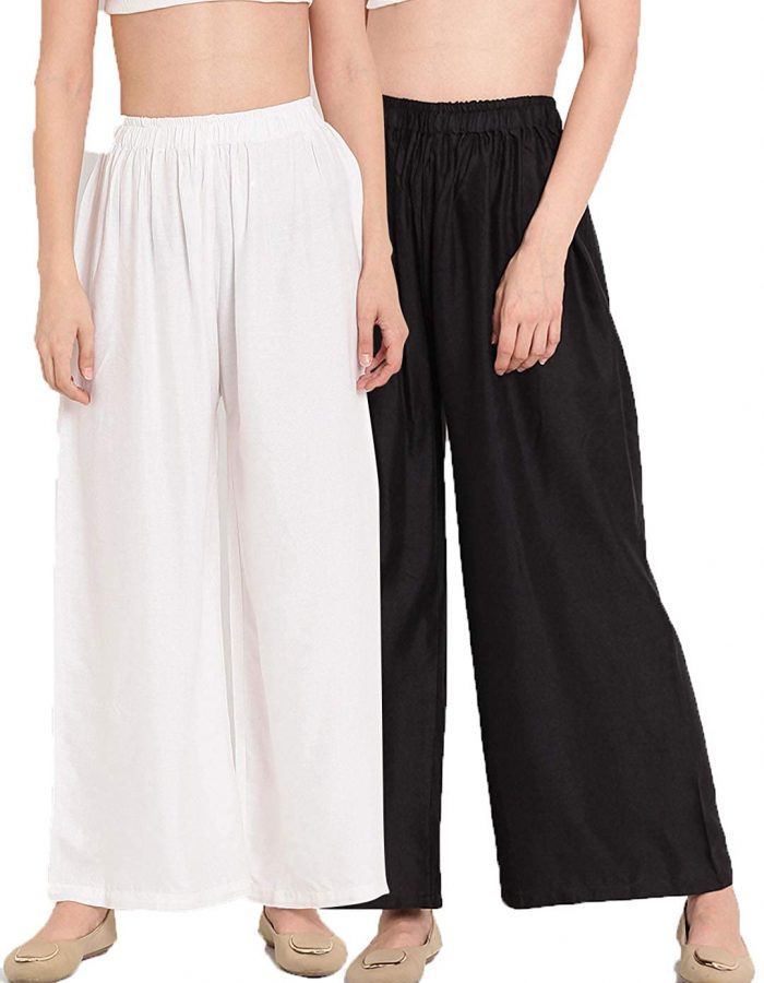 Vastraas Women’s Regular Fit Palazzo  _Black, White