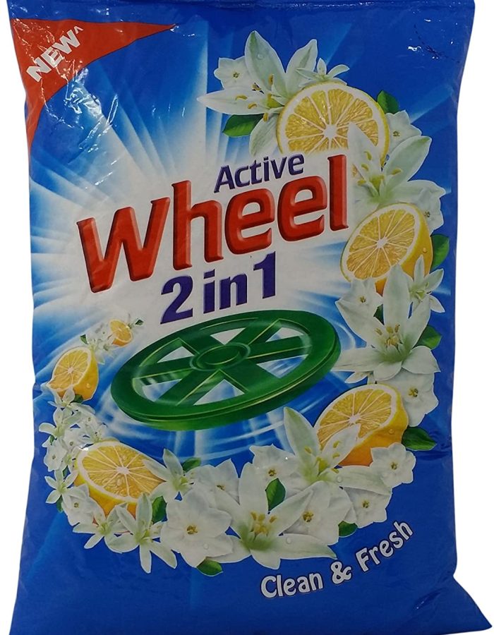 Wheel Active 2 in 1 Detergent Powder – Clean and Fresh (Blue), 1kg Pouch