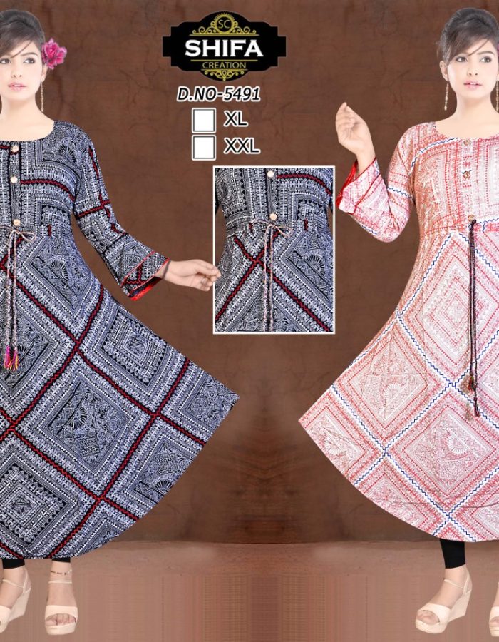Vastraas Unique Women’s Cotton MultiPrinted Print Frock Kurti
