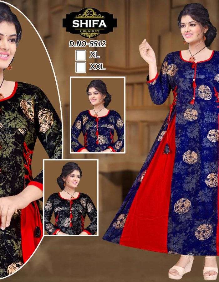 Vastraas Women’s Cotton Printed Print Frock Uniqe Kurti With Dori