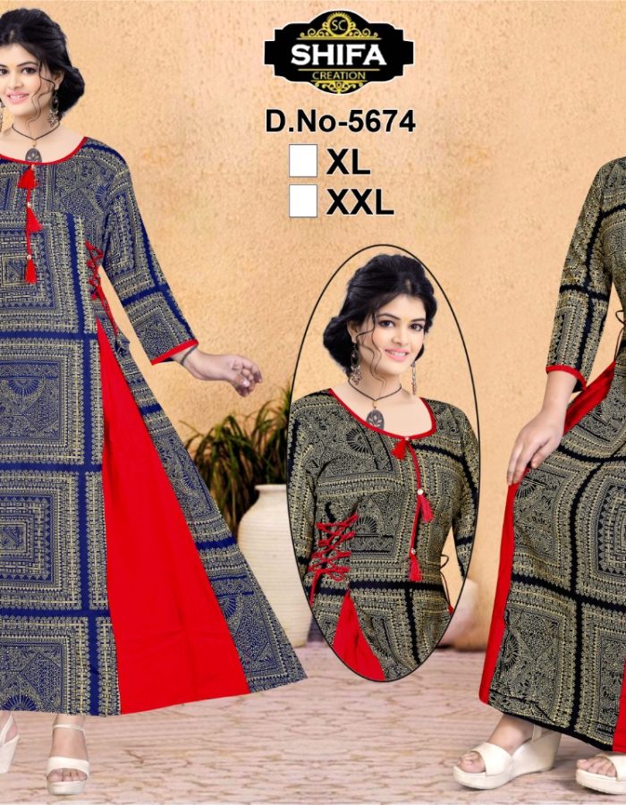 Vastraas Women’s Cotton Printed Print Frock Uniqe Kurti With Dori