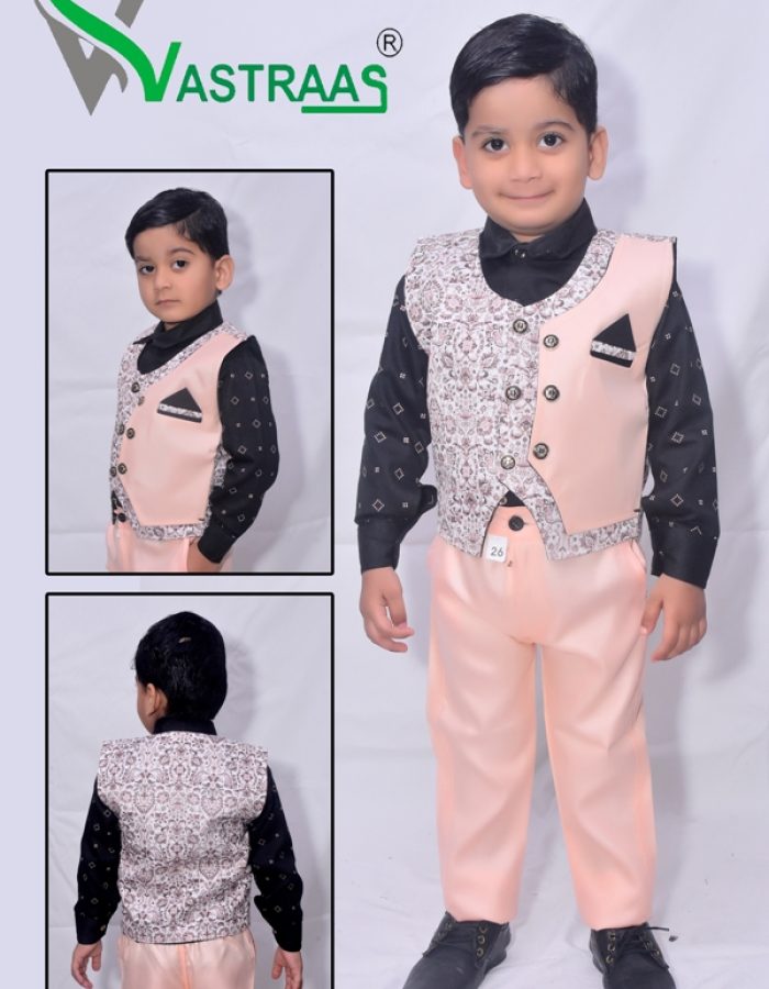 Vastraas kids Ethnic Wear 4 Piece Suit Dress for 1 to 7 Years Boys Clothing Shirt Pant and Blended Set Multicolor