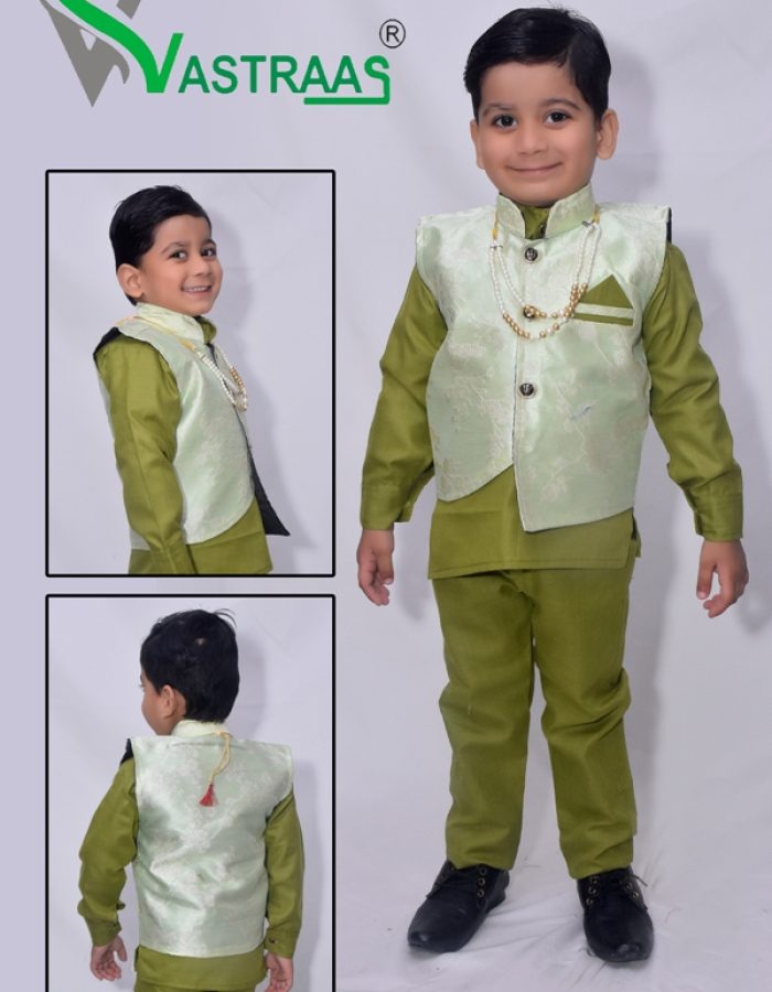 Vastraas Stylish Kids 3 Piece Ethnic Wear Baba Suit Set Boys