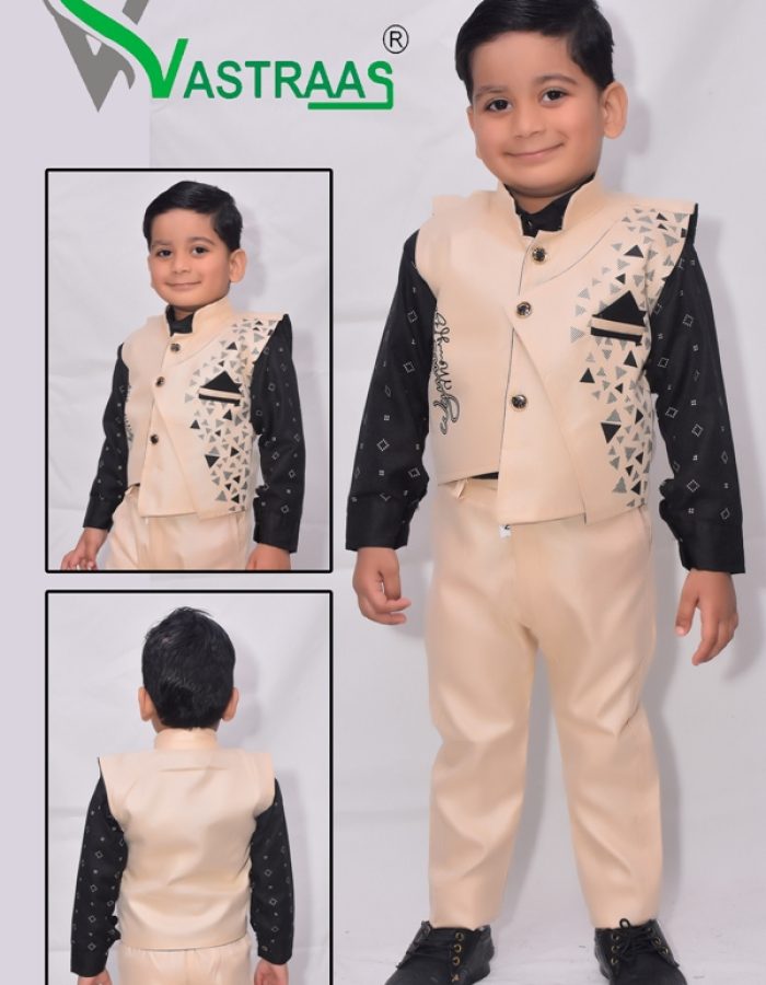 Vastraas Stylish Kids 3 Piece Ethnic Wear Baba Suit Set Boys Multi