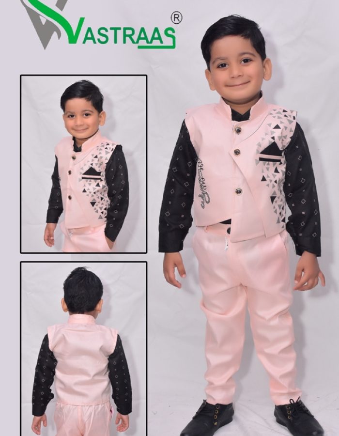 Vastraas Stylish Kids 3 Piece Ethnic Wear Baba Suit Set Boys Multi