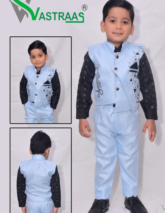 Vastraas Stylish Kids 3 Piece Ethnic Wear Baba Suit Set Boys Multi
