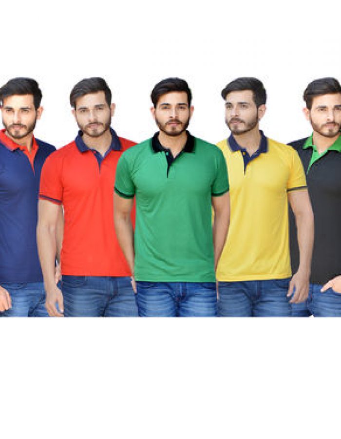 Vastraas Combo Set of 5 Polo Neck T-shirts for Men & boys
