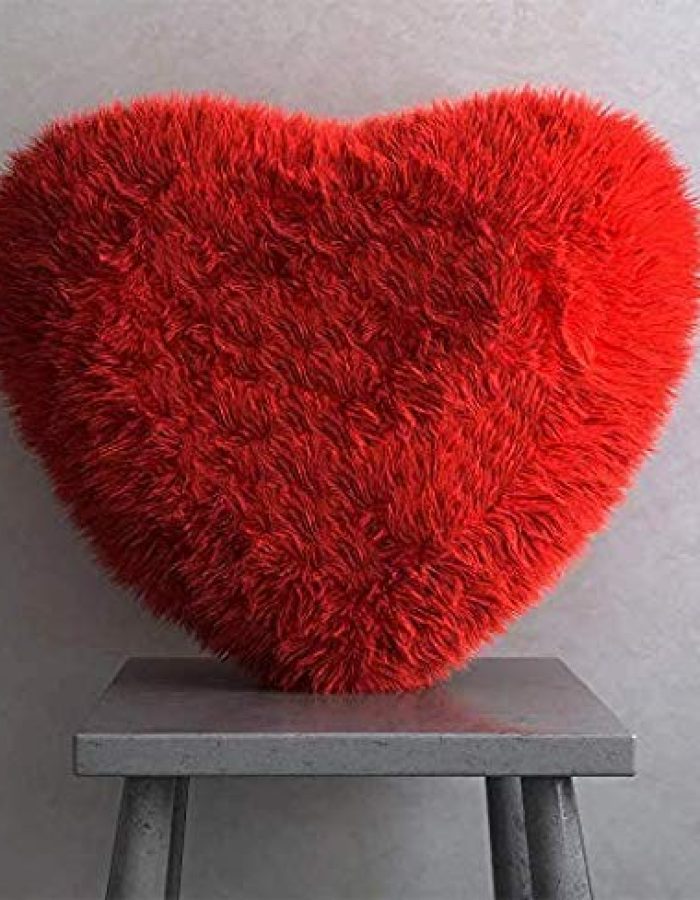Vastraas Handicrafts Silk Heart Shape Pillow, 35cm (Red)