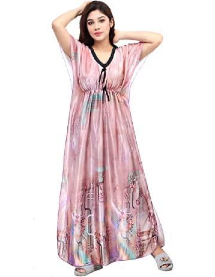 Vastraas Women Satin Maxi Kaften Nighty Gown